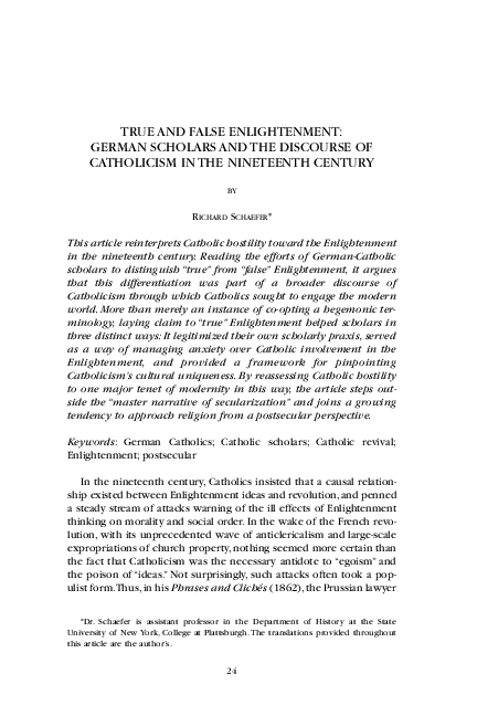 (PDF) True and False Enlightenment: German Scholars and the Discourse ...
