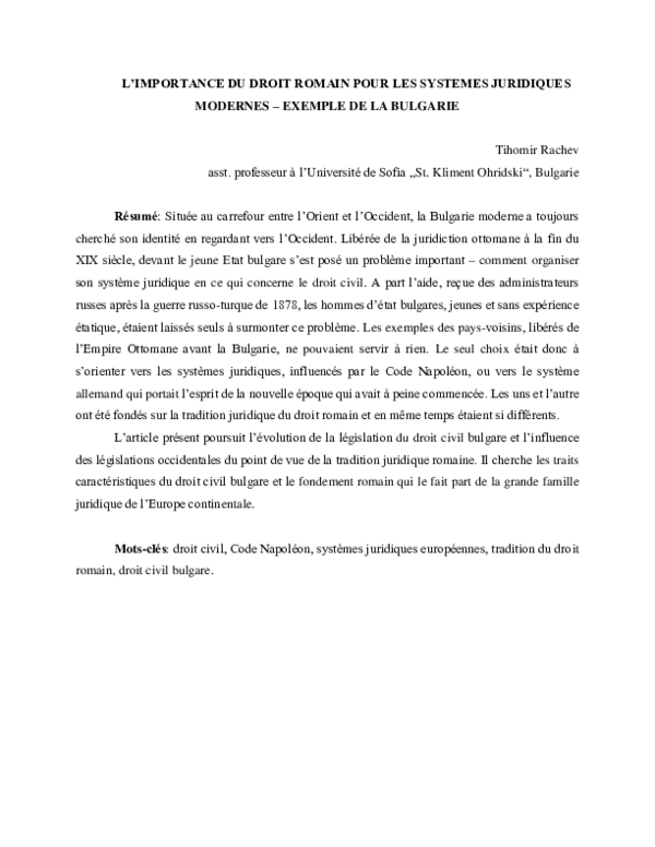 (PDF) THE IMPORTANCE OF ROMAN LAW FOR MODERN LEGAL SYSTEMS - THE ...