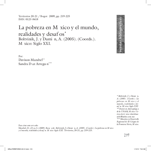 (PDF) La pobreza en México y el mundo, realidades y desafíos*