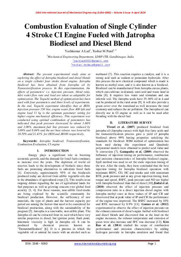 (PDF) Combustion Evaluation of Single Cylinder 4 Stroke CI Engine ...
