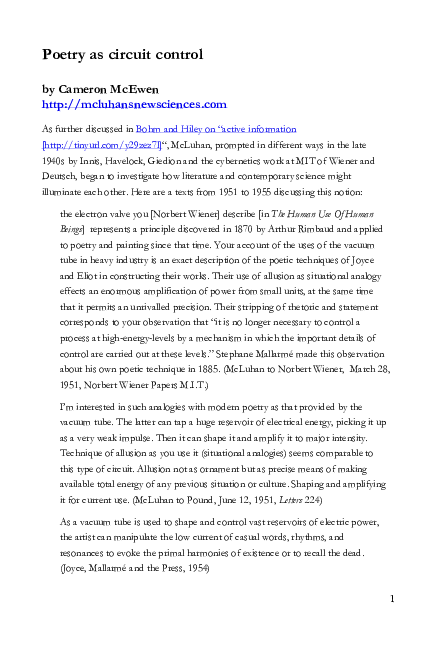 (PDF) Poetry as circuit control