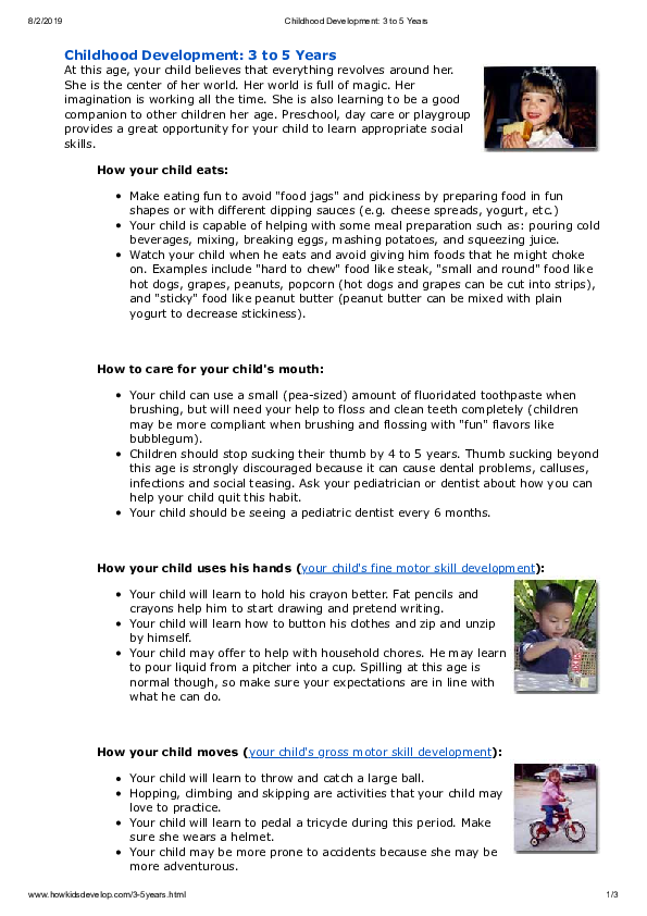 (PDF) Childhood Development: 3 to 5 Years