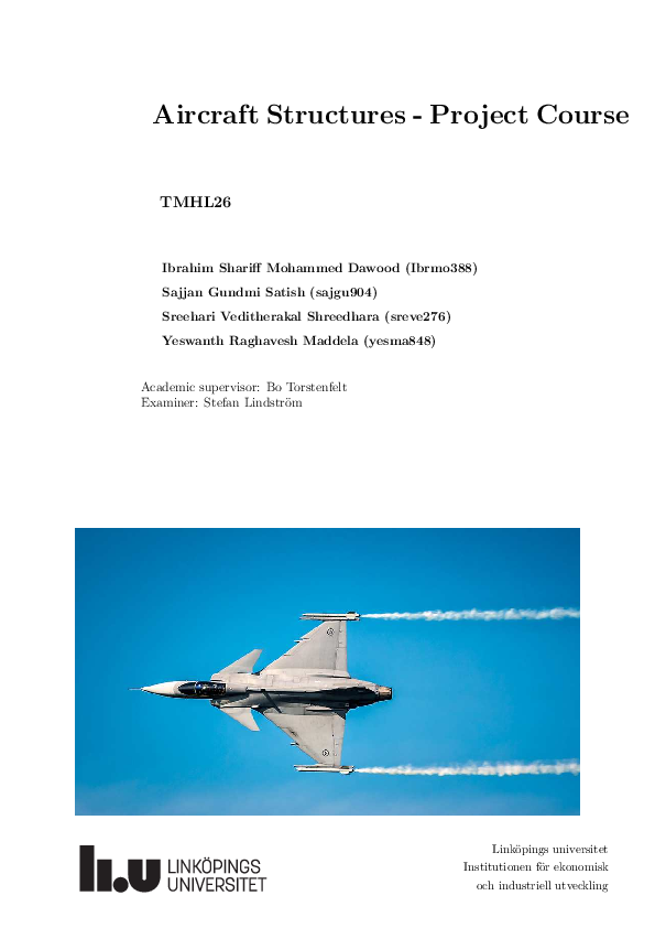 (PDF) Aircraft Structures Project Course TMHL26 Ibrahim Shariff
