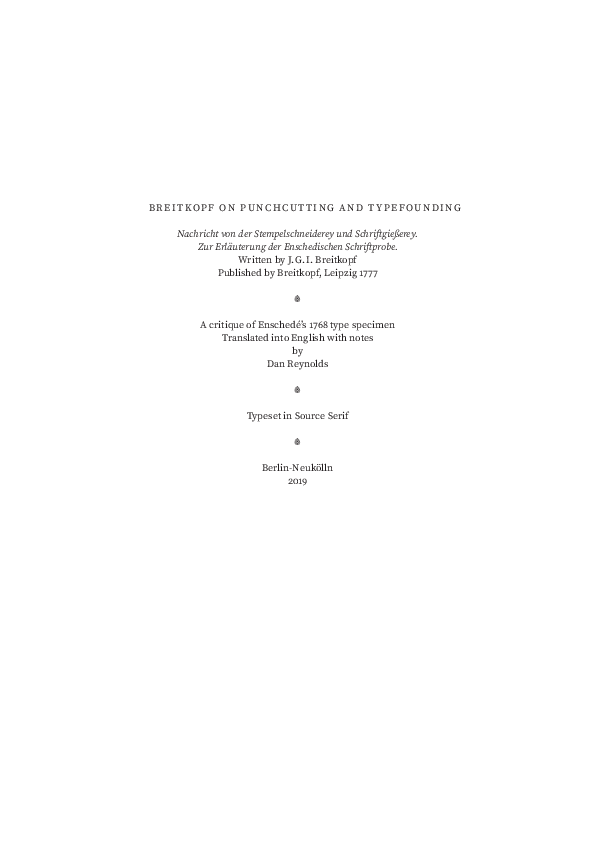 (PDF) Breitkopf on punchcutting and typefounding Dan Reynolds