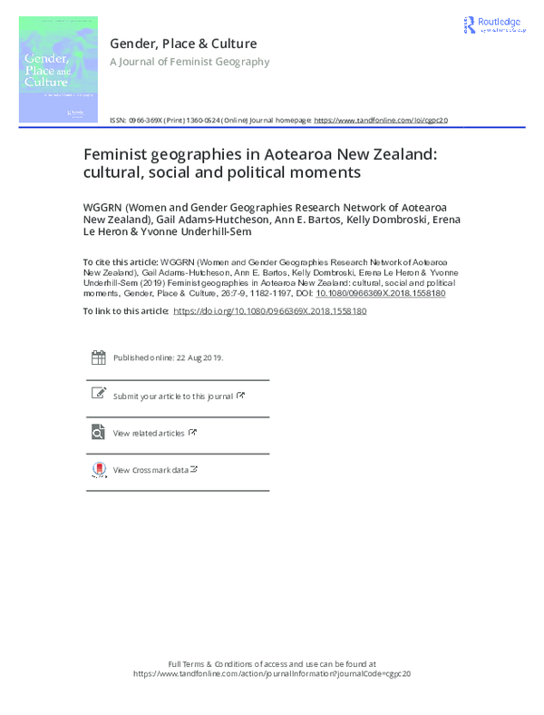 (PDF) Gender, Place & Culture A Journal of Feminist Geography Feminist ...