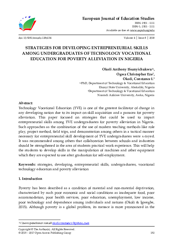 Pdf European Journal Of Education Studies Strategies For Developing Pdf European Journal Of Education Studies Strategies For Developing