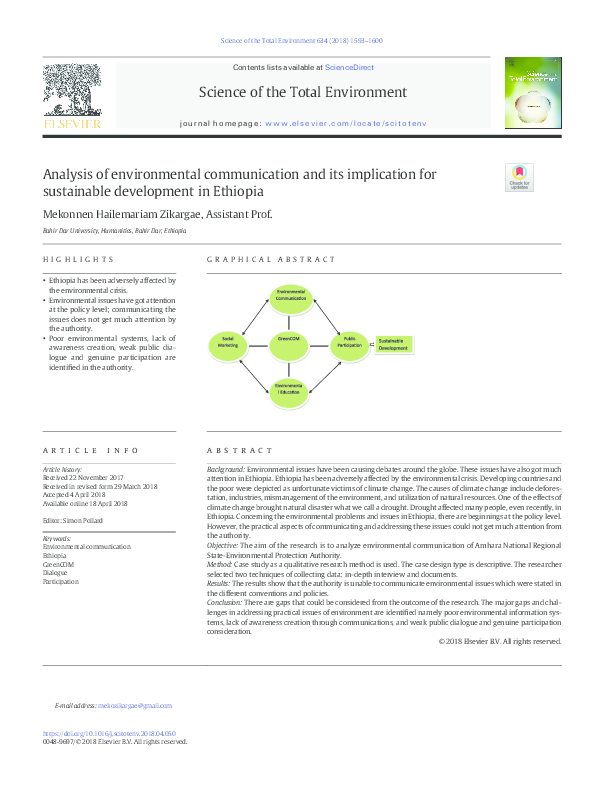 (PDF) Analysis of environmental communication and its implication for ...