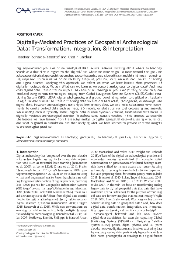 (PDF) Digitally-Mediated Practices of Geospatial Archaeological Data ...