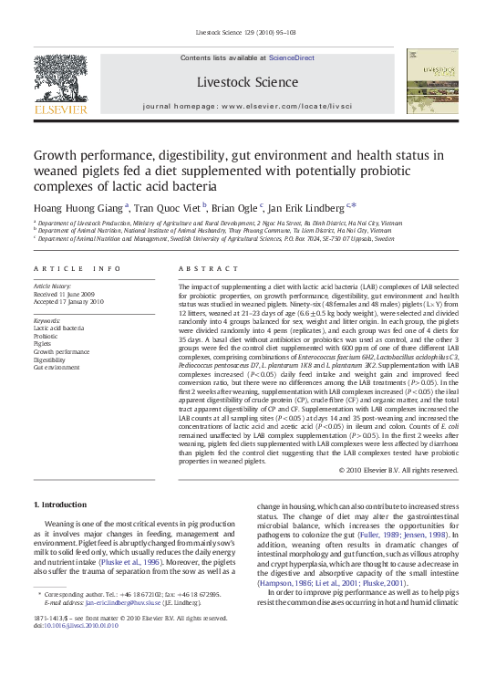 (PDF) Growth performance, digestibility, gut environment and health ...