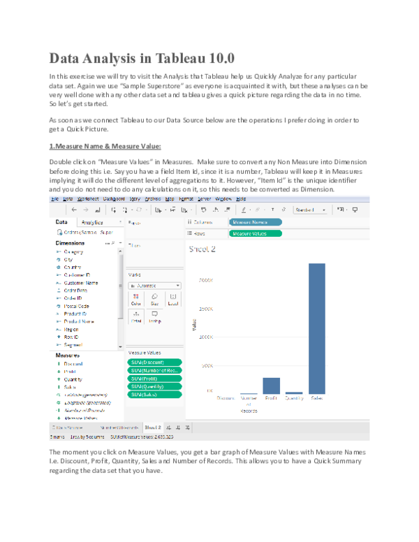 (DOC) Data Analysis in Tableau 10.0 chapter 1