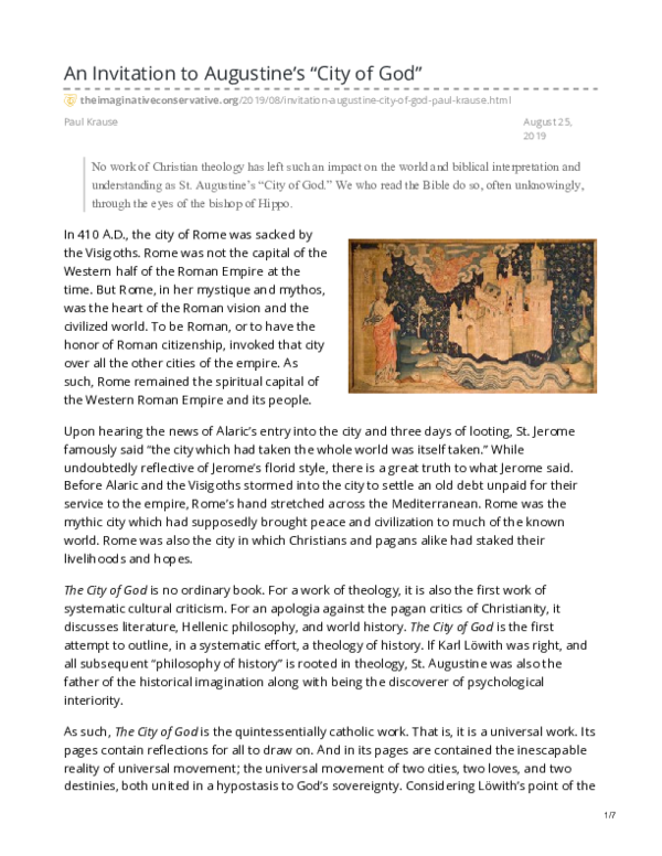 (PDF) An Invitation to Augustine's "City of God" Paul Krause