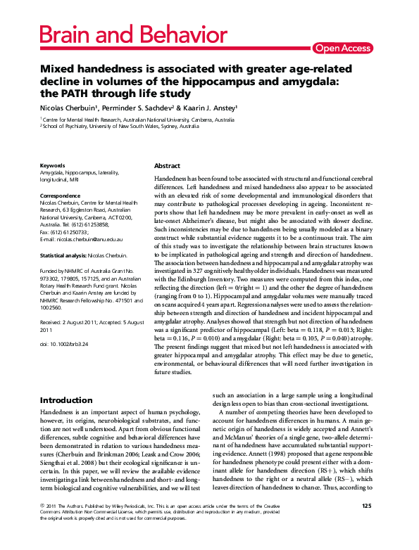 (PDF) Mixed handedness is associated with greater age-related decline ...