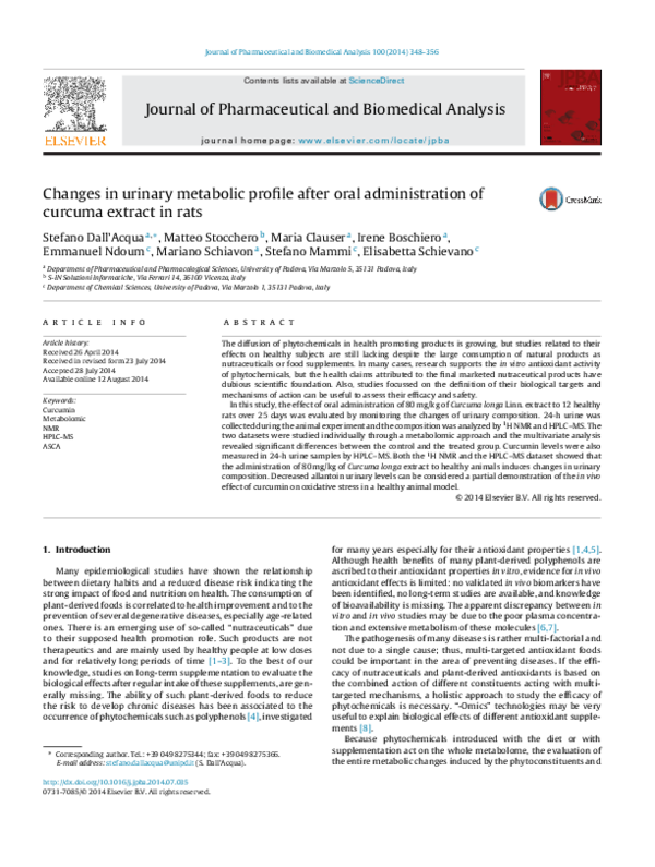 (PDF) Changes in urinary metabolic profile after oral administration of ...