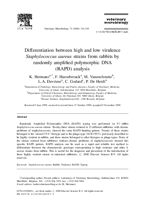 (PDF) Differentiation between high and low virulence Staphylococcus ...