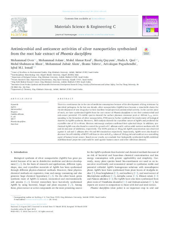 (PDF) Antimicrobial and anticancer activities of silver nanoparticles ...