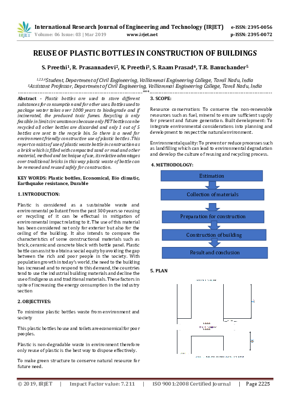 (PDF) IRJET- REUSE OF PLASTIC BOTTLES IN CONSTRUCTION OF BUILDINGS