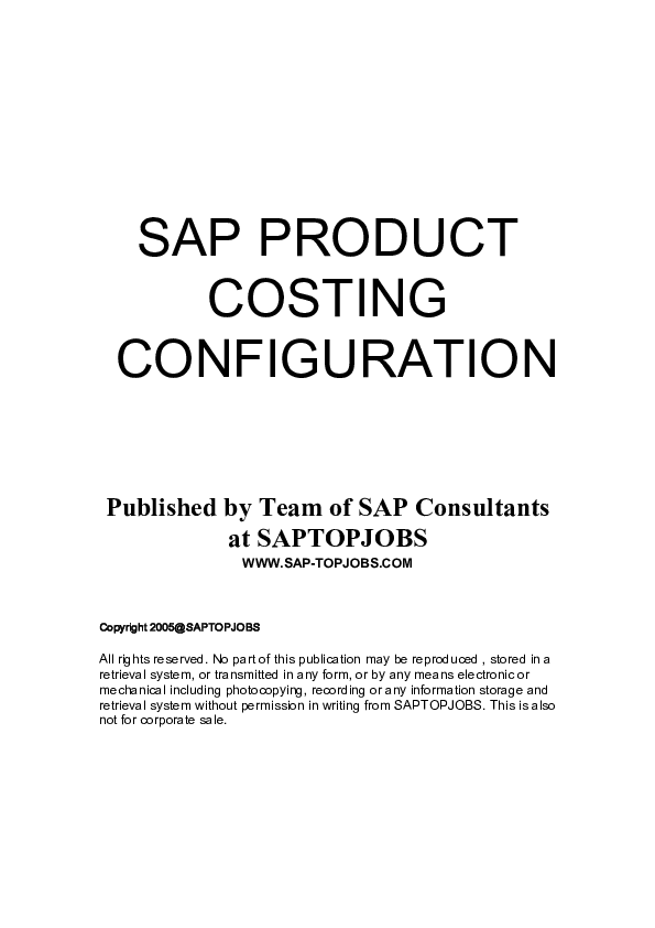 (PDF) SAP PRODUCT COSTING CONFIGURATION Published by Team of SAP