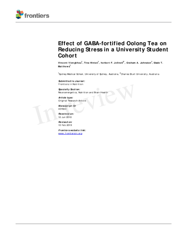 (PDF) Effect of GABAfortified Oolong Tea on Reducing Stress in a