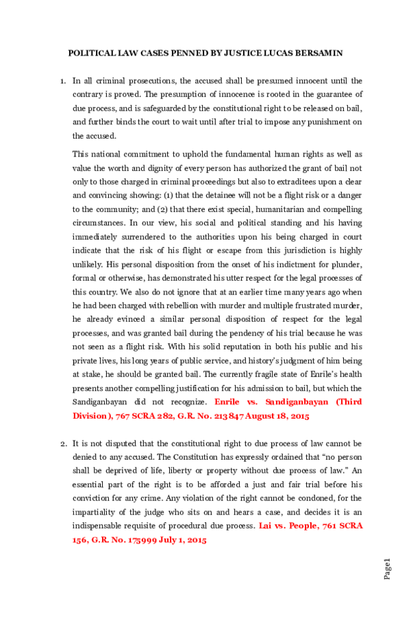 (DOC) POLITICAL LAW CASES PENNED BY JUSTICE LUCAS BERSAMIN