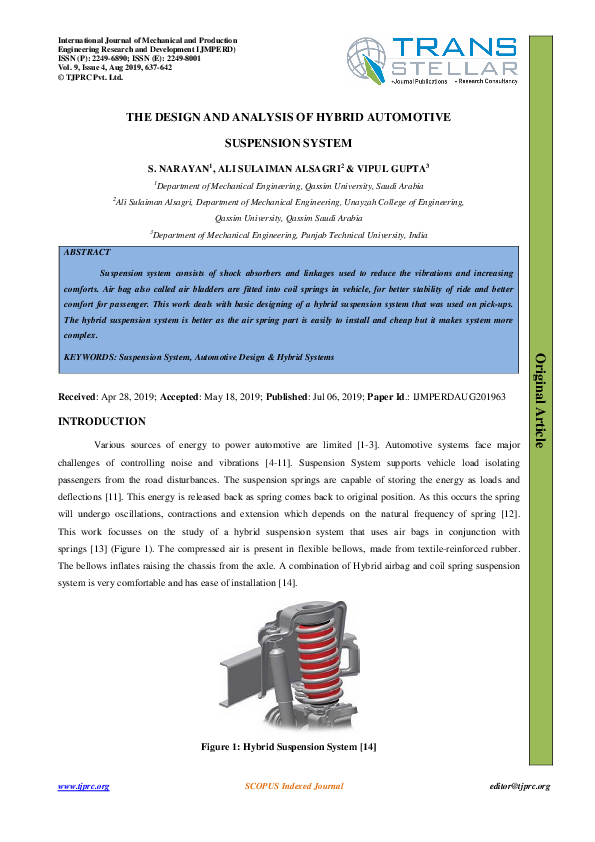 (PDF) THE DESIGN AND ANALYSIS OF HYBRID AUTOMOTIVE SUSPENSION SYSTEM