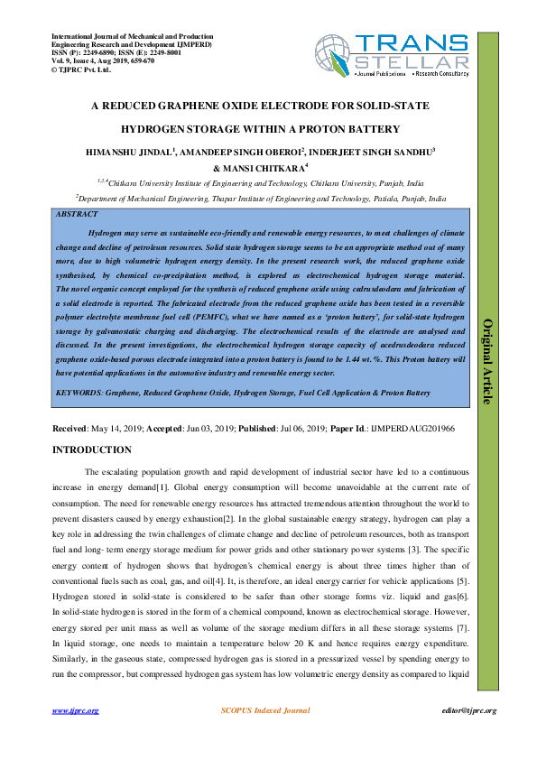 (PDF) A REDUCED GRAPHENE OXIDE ELECTRODE FOR SOLID-STATE HYDROGEN ...