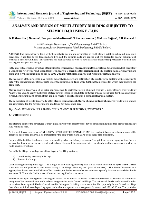 (PDF) IRJET- ANALYSIS AND DESIGN OF MULTI STOREY BUILDING SUBJECTED TO ...