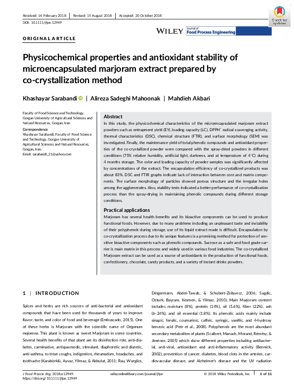 (PDF) Physicochemical properties and antioxidant stability of ...