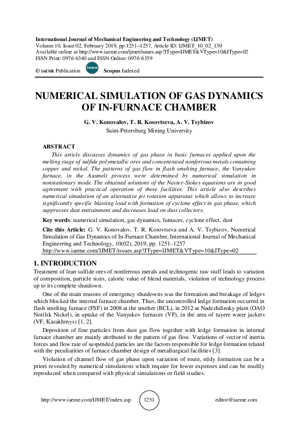 (PDF) NUMERICAL SIMULATION OF GAS DYNAMICS OF IN-FURNACE CHAMBER