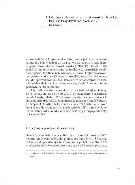 (PDF) Dělnická strana a její postavení v Ústeckém kraji Jan Charvát
