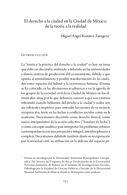 (PDF) El derecho a la ciudad en la Ciudad de México: de la teoría a la ...