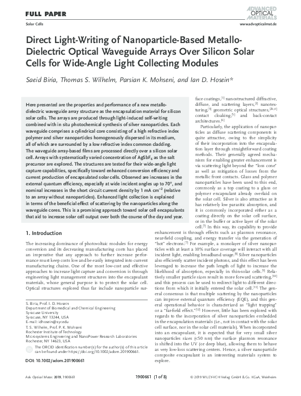 (PDF) Direct Light-Writing of Nanoparticle-Based Metallo- Dielectric ...