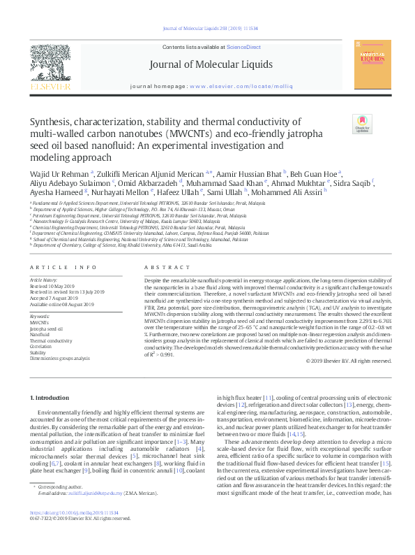 (PDF) Synthesis, characterization, stability and thermal conductivity ...