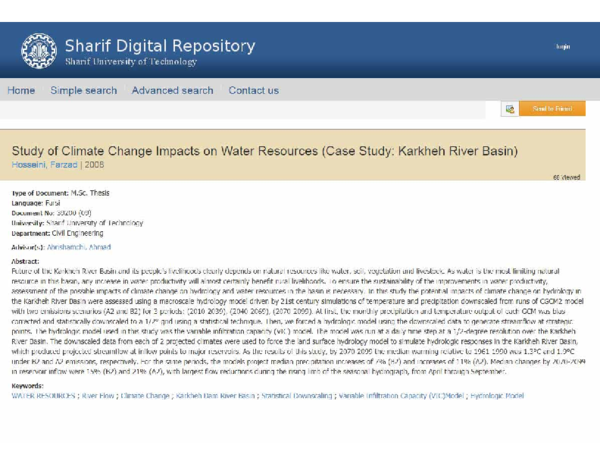 (PDF) Study of Climate Change Impacts on Water Resources (Case Study ...