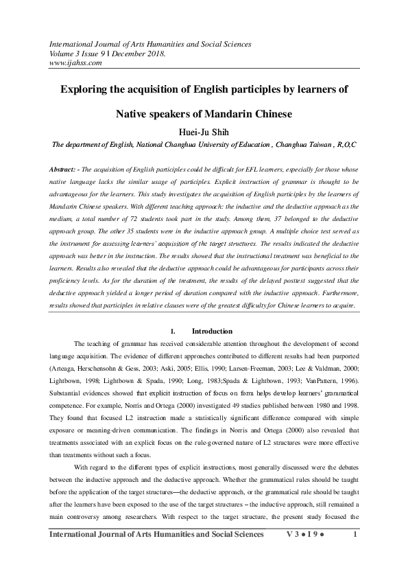 (PDF) Exploring the acquisition of English participles by learners of ...