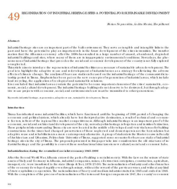 Image showcasing (PDF) REGENERATION OF INDUSTRIAL HERITAGE SITES A POTENTIAL FOR ...