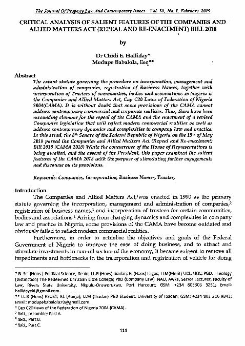 (PDF) CRITICAL ANALYSIS OF SALIENT FEATURES OF THE COMPANIES AND ALLIED ...