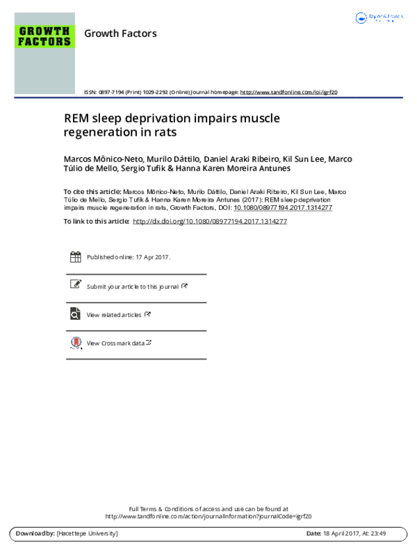 (PDF) Growth Factors REM sleep deprivation impairs muscle regeneration