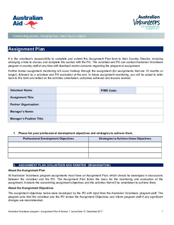 (DOC) Assignment Plan