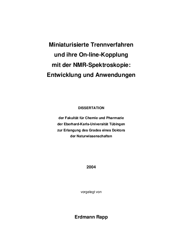 (PDF) Miniaturisierte Trennverfahren und ihre On-line-Kopplung mit der ...
