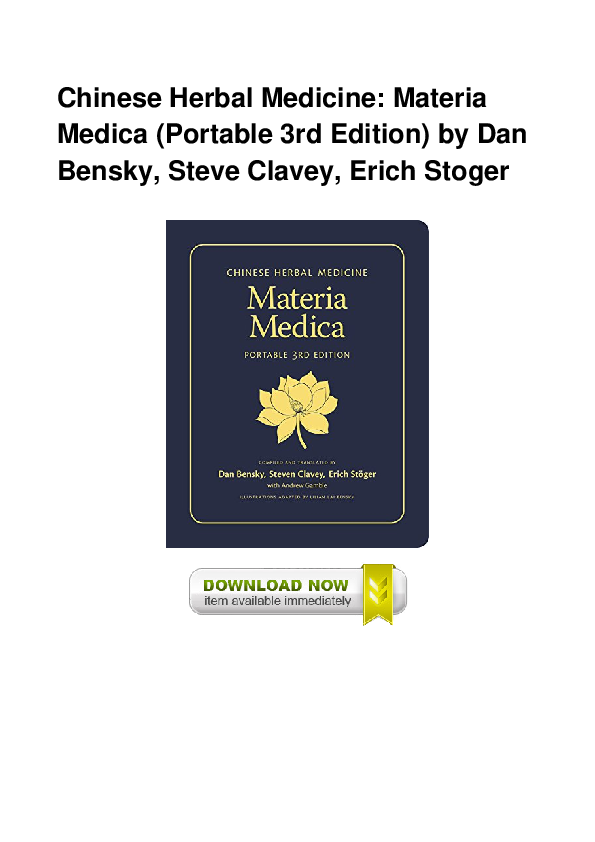 Chinese herbal medicine materia medica bensky pdf