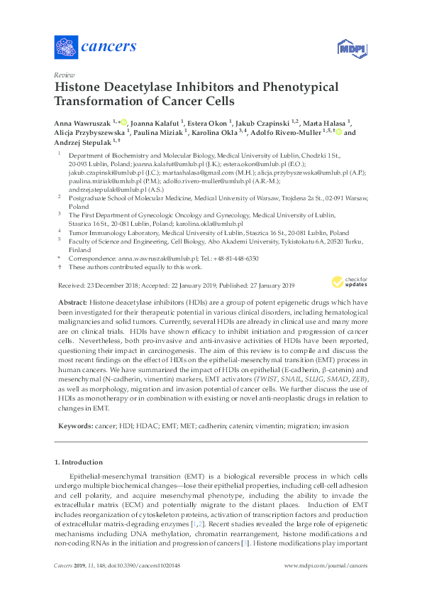 (PDF) Histone Deacetylase Inhibitors and Phenotypical Transformation of ...