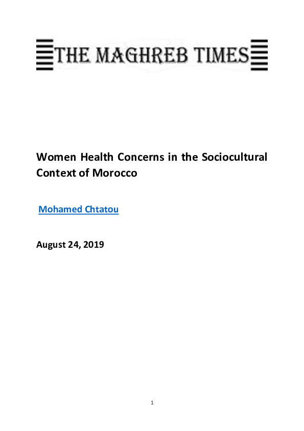 (DOC) Women Health Concerns in the Sociocultural Context of Morocco