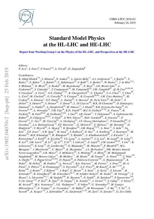 (PDF) Standard Model Physics at the HL-LHC and HE-LHC