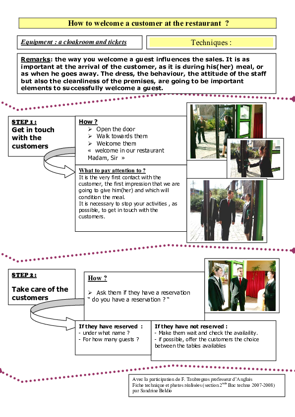 (PDF) How to welcome a customer at the restaurant