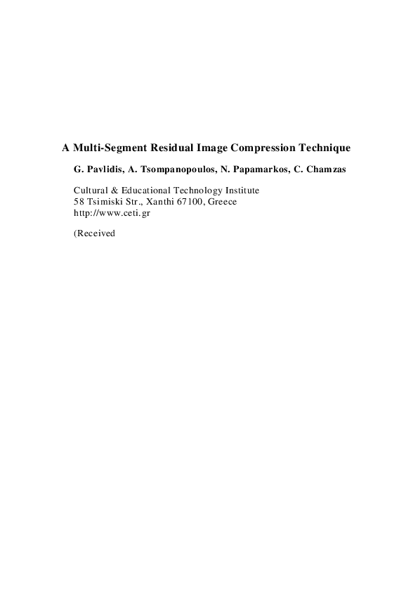 (PDF) A Multi-Segment Residual Image Compression Technique