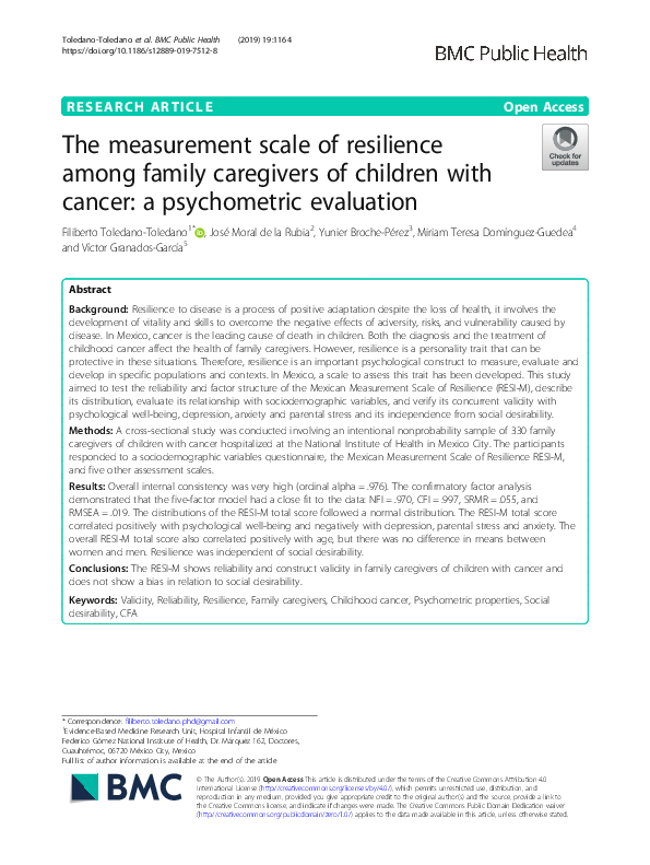 (PDF) The measurement scale of resilience among family caregivers of ...