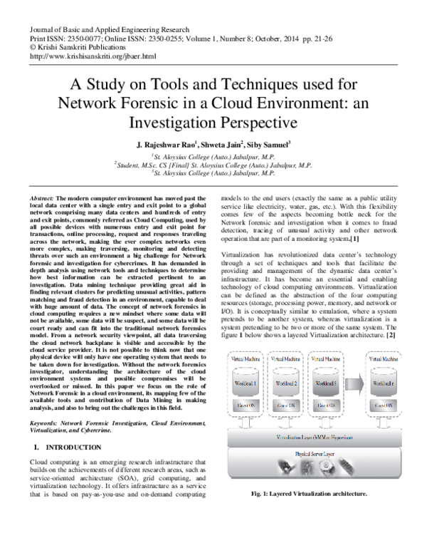 (PDF) A Study on Tools and Techniques used for Network Forensic in a ...