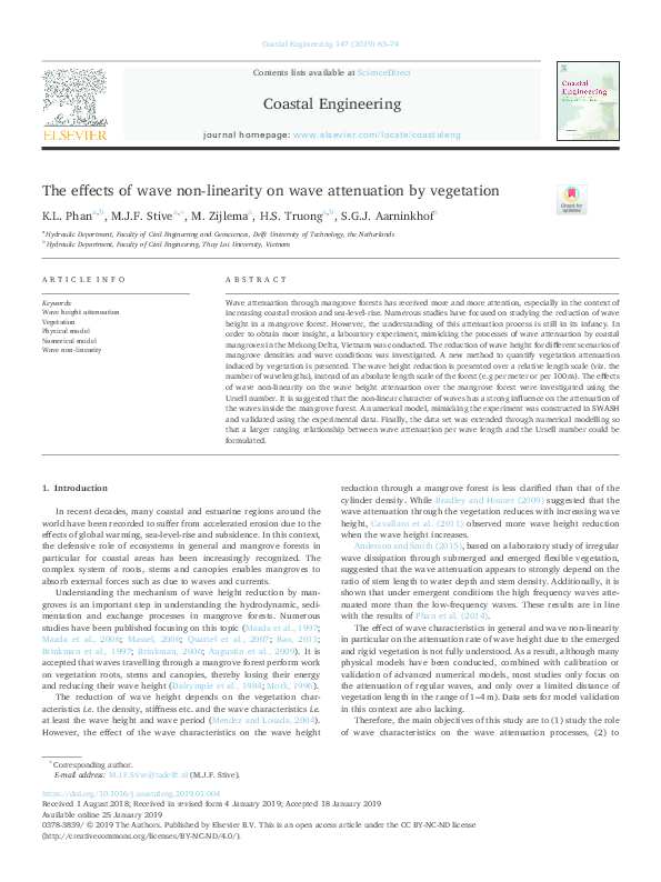(PDF) The effects of wave non-linearity on wave attenuation by vegetation