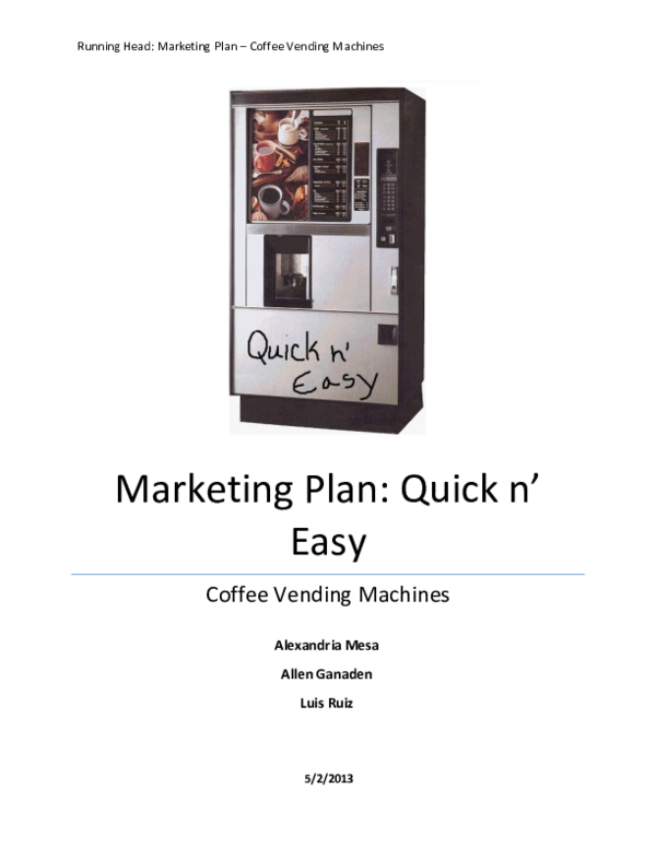 (DOC) Marketing plan coffee vending machines Ramil Clarion Academia.edu