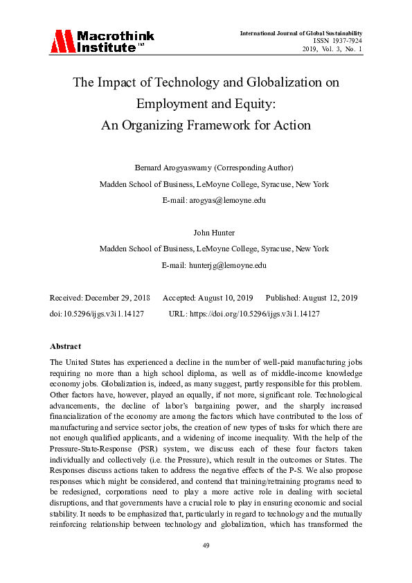 (PDF) The Impact of Technology and Globalization on Employment and ...